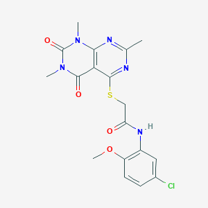 molecular formula C18H18ClN5O4S B2790297 N-(5-chloro-2-methoxyphenyl)-2-({2,6,8-trimethyl-5,7-dioxo-5H,6H,7H,8H-[1,3]diazino[4,5-d]pyrimidin-4-yl}sulfanyl)acetamide CAS No. 852168-18-4