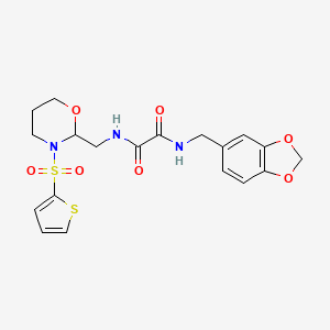 N1-(benzo[d][1,3]dioxol-5-ylmethyl)-N2-((3-(thiophen-2-ylsulfonyl)-1,3-oxazinan-2-yl)methyl)oxalamide