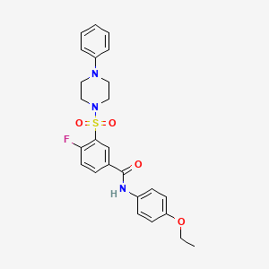 molecular formula C25H26FN3O4S B2790324 N-(4-ethoxyphenyl)-4-fluoro-3-[(4-phenylpiperazin-1-yl)sulfonyl]benzamide CAS No. 451504-86-2