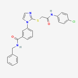 molecular formula C25H21ClN4O2S B2790327 N-benzyl-3-[2-({[(4-chlorophenyl)carbamoyl]methyl}sulfanyl)-1H-imidazol-1-yl]benzamide CAS No. 1115303-13-3