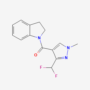 molecular formula C14H13F2N3O B2790328 1-[3-(difluoromethyl)-1-methyl-1H-pyrazole-4-carbonyl]-2,3-dihydro-1H-indole CAS No. 2325048-01-7