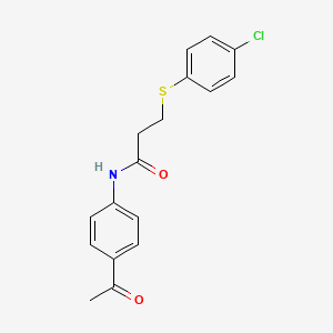 molecular formula C17H16ClNO2S B2790343 N-(4-acetylphenyl)-3-[(4-chlorophenyl)sulfanyl]propanamide CAS No. 848246-64-0