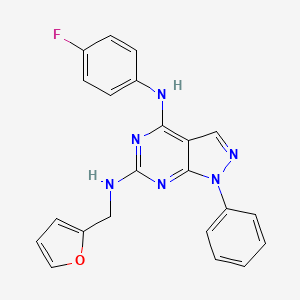 molecular formula C22H17FN6O B2790347 N4-(4-fluorophenyl)-N6-[(furan-2-yl)methyl]-1-phenyl-1H-pyrazolo[3,4-d]pyrimidine-4,6-diamine CAS No. 955305-30-3