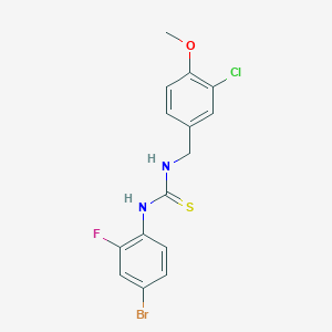 molecular formula C15H13BrClFN2OS B2790348 N-(4-bromo-2-fluorophenyl)-N'-(3-chloro-4-methoxybenzyl)thiourea CAS No. 478249-56-8
