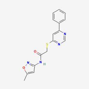 molecular formula C16H14N4O2S B2790362 N-(5-methylisoxazol-3-yl)-2-((6-phenylpyrimidin-4-yl)thio)acetamide CAS No. 1203018-48-7