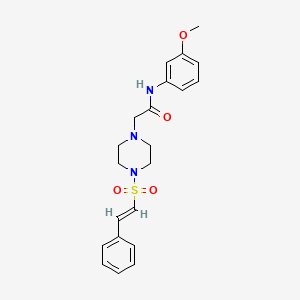 molecular formula C21H25N3O4S B2790370 N-(3-methoxyphenyl)-2-[4-[(E)-2-phenylethenyl]sulfonylpiperazin-1-yl]acetamide CAS No. 1241687-91-1
