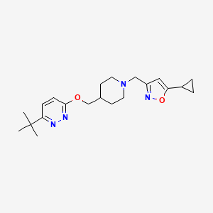 molecular formula C21H30N4O2 B2790433 3-Tert-butyl-6-({1-[(5-cyclopropyl-1,2-oxazol-3-yl)methyl]piperidin-4-yl}methoxy)pyridazine CAS No. 2310102-48-6