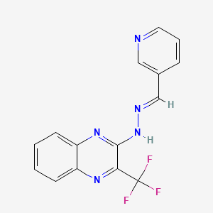 molecular formula C15H10F3N5 B2790499 nicotinaldehyde N-[3-(trifluoromethyl)-2-quinoxalinyl]hydrazone CAS No. 338773-25-4