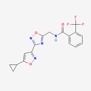 molecular formula C17H13F3N4O3 B2790518 N-((3-(5-cyclopropylisoxazol-3-yl)-1,2,4-oxadiazol-5-yl)methyl)-2-(trifluoromethyl)benzamide CAS No. 1903885-75-5