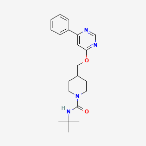 molecular formula C21H28N4O2 B2790521 N-tert-butyl-4-{[(6-phenylpyrimidin-4-yl)oxy]methyl}piperidine-1-carboxamide CAS No. 2379977-88-3