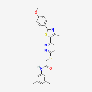 molecular formula C25H24N4O2S2 B2790530 N-(3,5-dimethylphenyl)-2-({6-[2-(4-methoxyphenyl)-4-methyl-1,3-thiazol-5-yl]pyridazin-3-yl}sulfanyl)acetamide CAS No. 954611-95-1