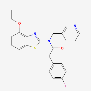 molecular formula C23H20FN3O2S B2790536 N-(4-ethoxy-1,3-benzothiazol-2-yl)-2-(4-fluorophenyl)-N-[(pyridin-3-yl)methyl]acetamide CAS No. 920165-42-0