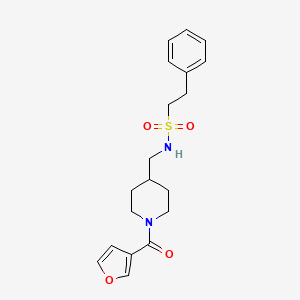 molecular formula C19H24N2O4S B2790540 N-((1-(furan-3-carbonyl)piperidin-4-yl)methyl)-2-phenylethanesulfonamide CAS No. 1396809-04-3
