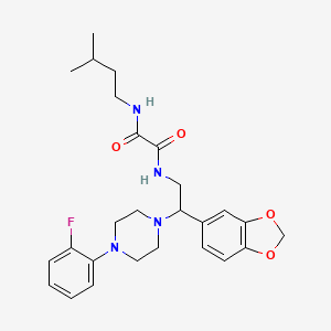 molecular formula C26H33FN4O4 B2790552 N'-[2-(2H-1,3-benzodioxol-5-yl)-2-[4-(2-fluorophenyl)piperazin-1-yl]ethyl]-N-(3-methylbutyl)ethanediamide CAS No. 896363-39-6