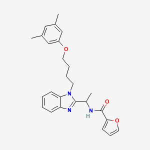 molecular formula C26H29N3O3 B2790569 N-(1-{1-[4-(3,5-dimethylphenoxy)butyl]-1H-1,3-benzodiazol-2-yl}ethyl)furan-2-carboxamide CAS No. 919972-68-2