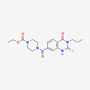 molecular formula C19H24N4O4S B2790578 ethyl 4-(4-oxo-3-propyl-2-sulfanylidene-1,2,3,4-tetrahydroquinazoline-7-carbonyl)piperazine-1-carboxylate CAS No. 403728-08-5