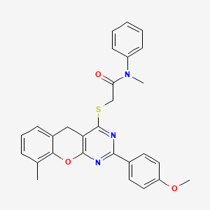 2-((2-(4-methoxyphenyl)-9-methyl-5H-chromeno[2,3-d]pyrimidin-4-yl)thio)-N-methyl-N-phenylacetamide