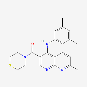 molecular formula C22H24N4OS B2790736 N-(3,5-dimethylphenyl)-7-methyl-3-(thiomorpholine-4-carbonyl)-1,8-naphthyridin-4-amine CAS No. 1251587-37-7