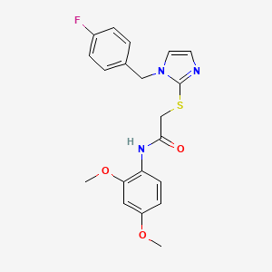 molecular formula C20H20FN3O3S B2790753 N-(2,4-dimethoxyphenyl)-2-({1-[(4-fluorophenyl)methyl]-1H-imidazol-2-yl}sulfanyl)acetamide CAS No. 893365-61-2