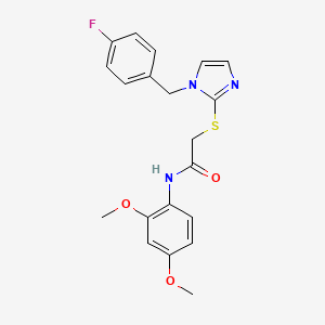 molecular formula C20H20FN3O3S B2790753 N-(2,4-dimethoxyphenyl)-2-[1-[(4-fluorophenyl)methyl]imidazol-2-yl]sulfanylacetamide CAS No. 893365-61-2