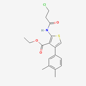 molecular formula C18H20ClNO3S B2790758 Ethyl 2-(3-chloropropanamido)-4-(3,4-dimethylphenyl)thiophene-3-carboxylate CAS No. 618395-04-3