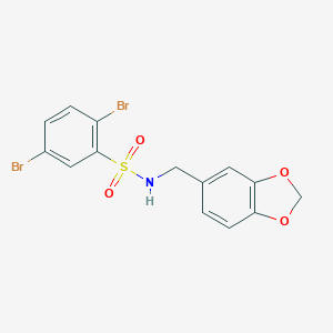 molecular formula C14H11Br2NO4S B279076 N-(1,3-benzodioxol-5-ylmethyl)-2,5-dibromobenzenesulfonamide 