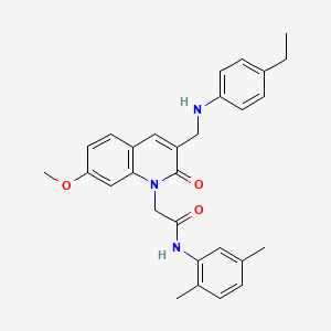 molecular formula C29H31N3O3 B2790776 N-(2,5-dimethylphenyl)-2-(3-{[(4-ethylphenyl)amino]methyl}-7-methoxy-2-oxo-1,2-dihydroquinolin-1-yl)acetamide CAS No. 893785-52-9