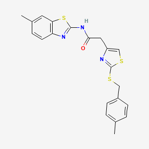 molecular formula C21H19N3OS3 B2790789 N-(6-methylbenzo[d]thiazol-2-yl)-2-(2-((4-methylbenzyl)thio)thiazol-4-yl)acetamide CAS No. 954075-49-1