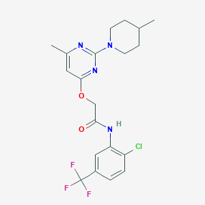 molecular formula C20H22ClF3N4O2 B2790790 N-[2-chloro-5-(trifluoromethyl)phenyl]-2-{[6-methyl-2-(4-methylpiperidin-1-yl)pyrimidin-4-yl]oxy}acetamide CAS No. 1207059-56-0