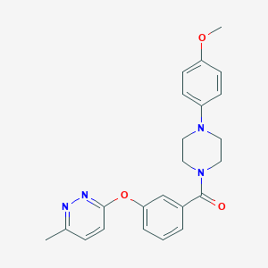 molecular formula C23H24N4O3 B2790791 (4-(4-Methoxyphenyl)piperazin-1-yl)(3-((6-methylpyridazin-3-yl)oxy)phenyl)methanone CAS No. 1251689-85-6