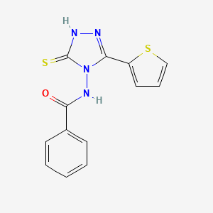 molecular formula C13H10N4OS2 B2790792 N-[3-sulfanyl-5-(2-thienyl)-4H-1,2,4-triazol-4-yl]benzenecarboxamide CAS No. 118159-05-0