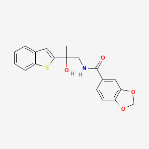 molecular formula C19H17NO4S B2790798 N-(2-(benzo[b]thiophen-2-yl)-2-hydroxypropyl)benzo[d][1,3]dioxole-5-carboxamide CAS No. 2034359-25-4