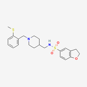 molecular formula C22H28N2O3S2 B2790817 N-((1-(2-(methylthio)benzyl)piperidin-4-yl)methyl)-2,3-dihydrobenzofuran-5-sulfonamide CAS No. 1448059-38-8