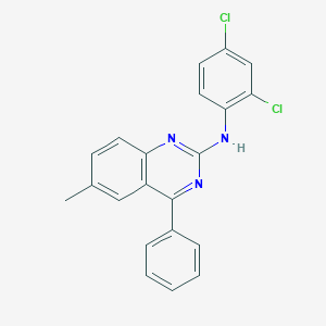 molecular formula C21H15Cl2N3 B2790826 N-(2,4-dichlorophenyl)-6-methyl-4-phenylquinazolin-2-amine CAS No. 389076-52-2