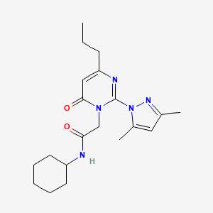 molecular formula C20H29N5O2 B2790834 N-cyclohexyl-2-(2-(3,5-dimethyl-1H-pyrazol-1-yl)-6-oxo-4-propylpyrimidin-1(6H)-yl)acetamide CAS No. 1019106-28-5