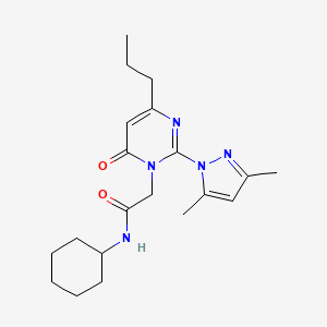 B2790834 N-cyclohexyl-2-(2-(3,5-dimethyl-1H-pyrazol-1-yl)-6-oxo-4-propylpyrimidin-1(6H)-yl)acetamide CAS No. 1019106-28-5
