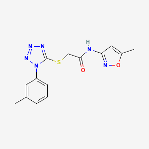 molecular formula C14H14N6O2S B2790835 N-(5-methyl-1,2-oxazol-3-yl)-2-{[1-(3-methylphenyl)-1H-1,2,3,4-tetrazol-5-yl]sulfanyl}acetamide CAS No. 763093-77-2