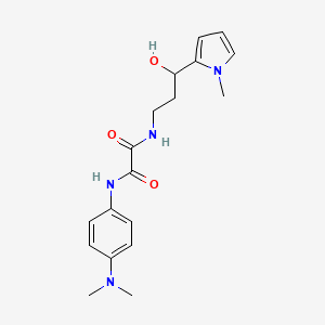molecular formula C18H24N4O3 B2790854 N'-[4-(dimethylamino)phenyl]-N-[3-hydroxy-3-(1-methyl-1H-pyrrol-2-yl)propyl]ethanediamide CAS No. 1798639-68-5