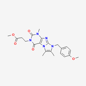 molecular formula C22H25N5O5 B2790861 methyl 3-(8-(4-methoxybenzyl)-1,6,7-trimethyl-2,4-dioxo-1H-imidazo[2,1-f]purin-3(2H,4H,8H)-yl)propanoate CAS No. 896302-63-9