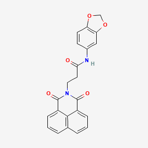 molecular formula C22H16N2O5 B2790866 N-(2H-1,3-benzodioxol-5-yl)-3-{2,4-dioxo-3-azatricyclo[7.3.1.0^{5,13}]trideca-1(12),5,7,9(13),10-pentaen-3-yl}propanamide CAS No. 442557-45-1