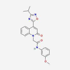molecular formula C23H22N4O4 B2790914 N-(3-methoxyphenyl)-2-{2-oxo-4-[3-(propan-2-yl)-1,2,4-oxadiazol-5-yl]-1,2-dihydroquinolin-1-yl}acetamide CAS No. 1251588-43-8