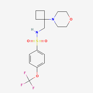 molecular formula C16H21F3N2O4S B2790915 N-{[1-(morpholin-4-yl)cyclobutyl]methyl}-4-(trifluoromethoxy)benzene-1-sulfonamide CAS No. 2380169-72-0