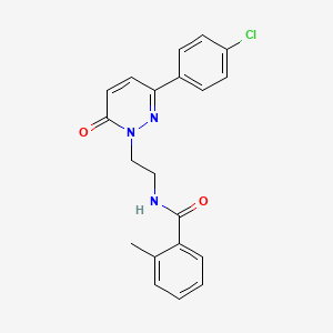molecular formula C20H18ClN3O2 B2790930 N-{2-[3-(4-chlorophenyl)-6-oxo-1,6-dihydropyridazin-1-yl]ethyl}-2-methylbenzamide CAS No. 921804-74-2