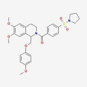 (6,7-dimethoxy-1-((4-methoxyphenoxy)methyl)-3,4-dihydroisoquinolin-2(1H)-yl)(4-(pyrrolidin-1-ylsulfonyl)phenyl)methanone