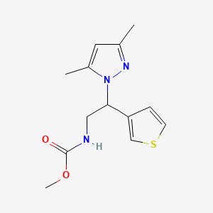 methyl (2-(3,5-dimethyl-1H-pyrazol-1-yl)-2-(thiophen-3-yl)ethyl)carbamate