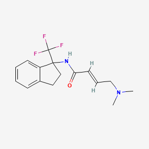 (E)-4-(Dimethylamino)-N-[1-(trifluoromethyl)-2,3-dihydroinden-1-yl]but-2-enamide