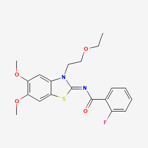 (Z)-N-(3-(2-ethoxyethyl)-5,6-dimethoxybenzo[d]thiazol-2(3H)-ylidene)-2-fluorobenzamide