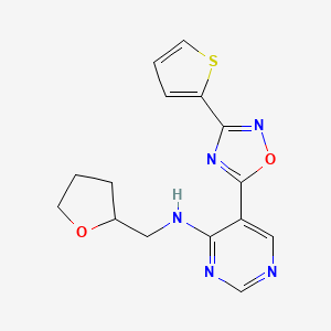 N-((tetrahydrofuran-2-yl)methyl)-5-(3-(thiophen-2-yl)-1,2,4-oxadiazol-5-yl)pyrimidin-4-amine