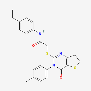 molecular formula C23H23N3O2S2 B2790986 N-(4-ethylphenyl)-2-{[3-(4-methylphenyl)-4-oxo-3H,4H,6H,7H-thieno[3,2-d]pyrimidin-2-yl]sulfanyl}acetamide CAS No. 686771-56-2