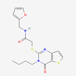molecular formula C17H19N3O3S2 B2791017 2-(3-butyl-4-oxothieno[3,2-d]pyrimidin-2-yl)sulfanyl-N-(furan-2-ylmethyl)acetamide CAS No. 440328-62-1